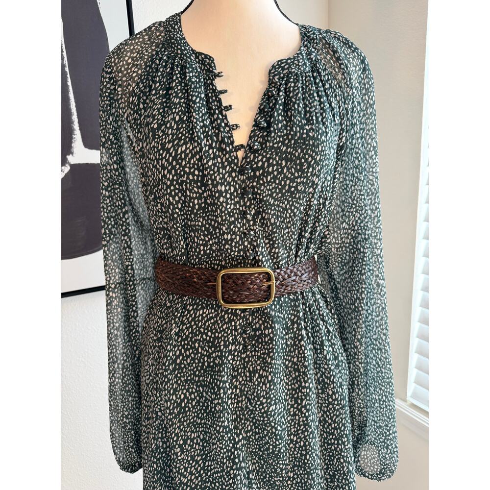 Joie Green Abstract Dot Chiffon Tunic Dress | XXL